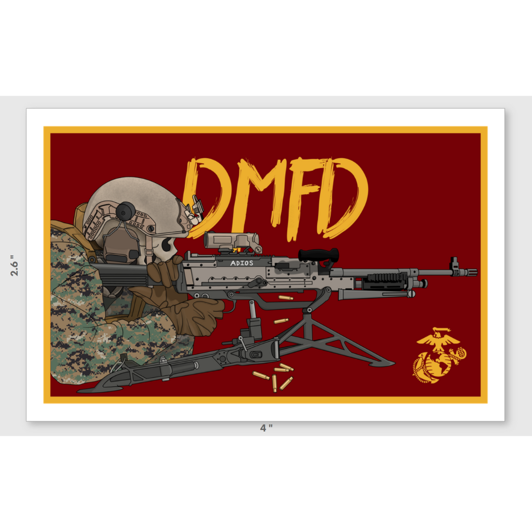 Die MF Die Red - USMC Machine Gunner Sticker